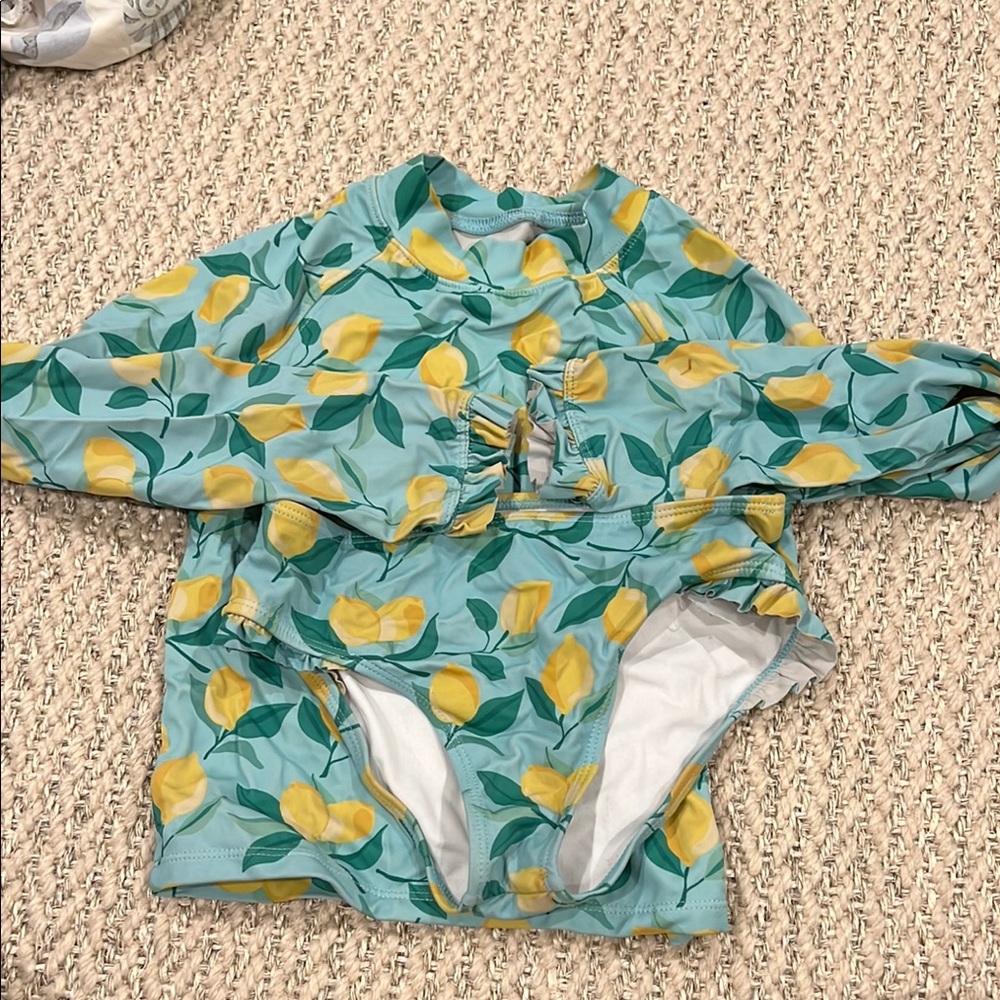 Janie Jack Lemon Floral Kids Swim Set